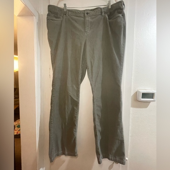 Lands End Dove Gray Fine Wale Corduroy Pants Boot Cut size 22 long - Picture 2 of 9